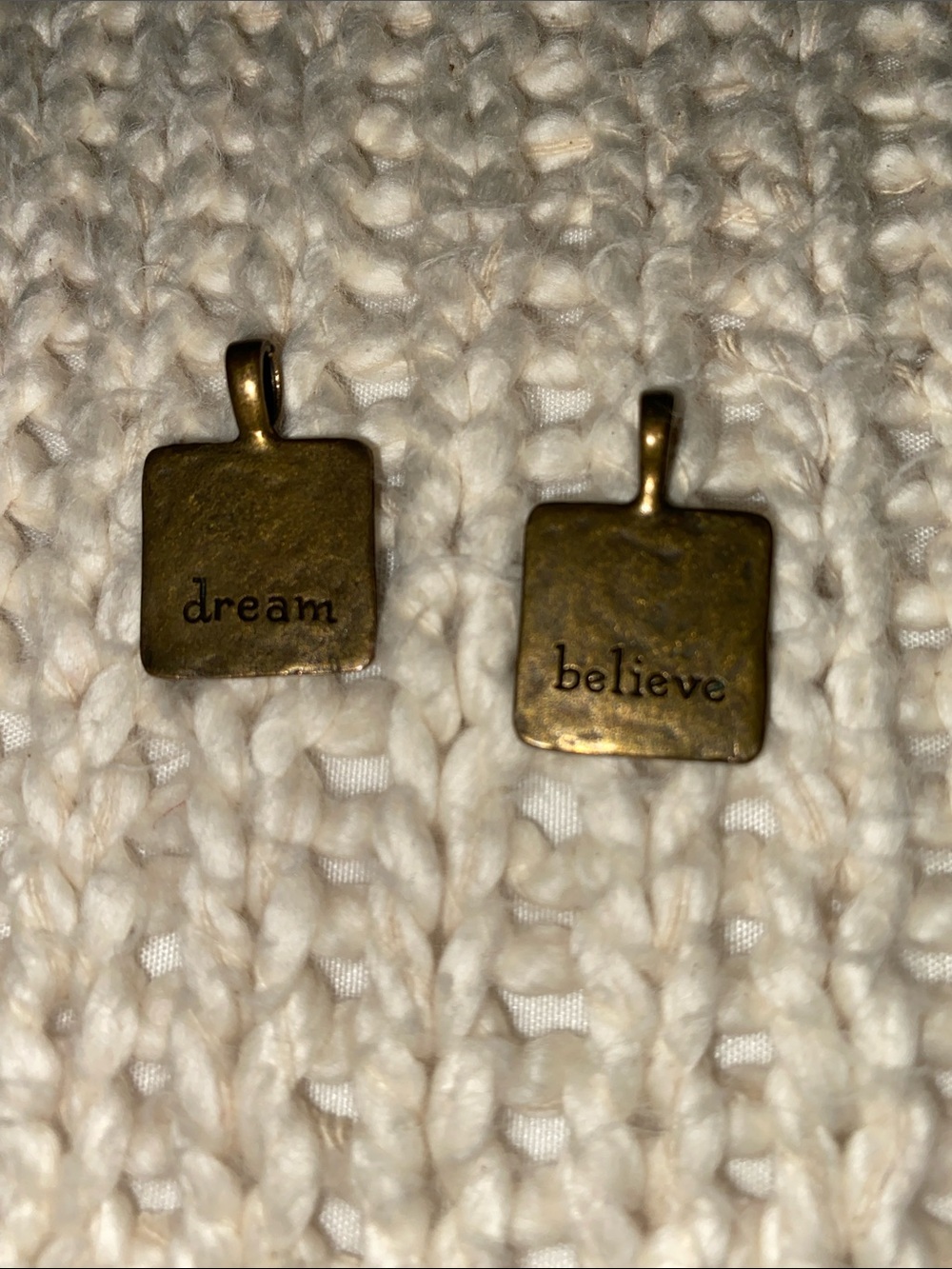 Jewel Kade Antique Gold-Tone 'dream' and 'believe' Square Pendant Charms